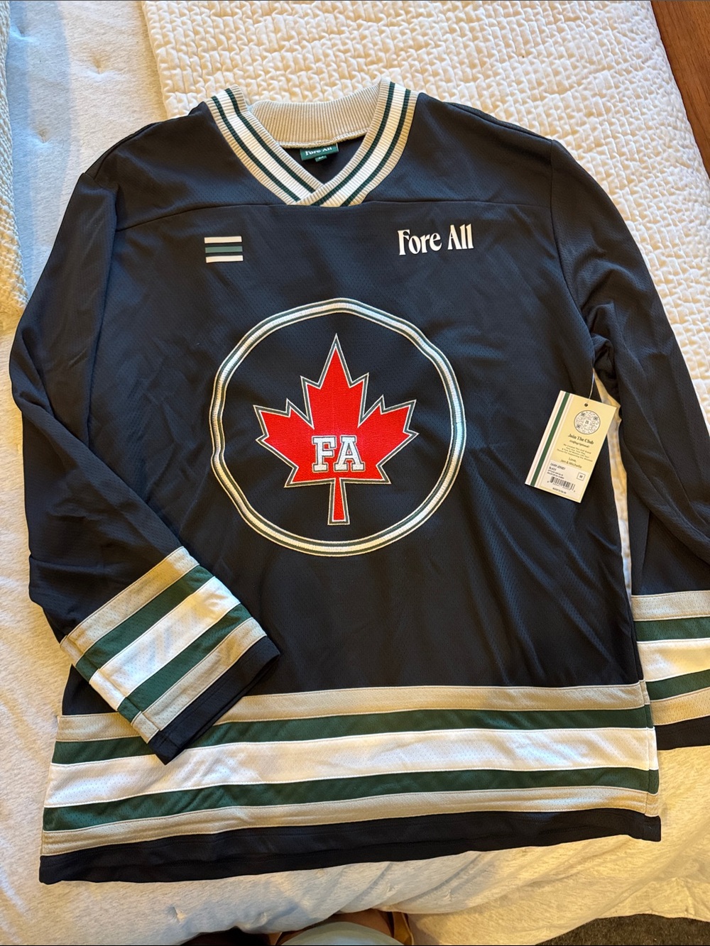 Fore All Black Hockey-Style Jersey with Red Maple Leaf Fore All